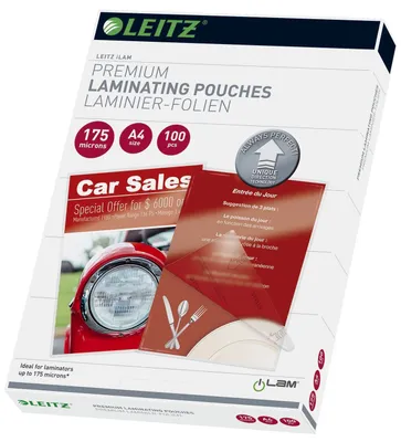 Immagine prodotto di Leitz 7483-00-00 7483 Pellicola di laminazione UDT - A4, lucida, 175 mym, 100 pezzi