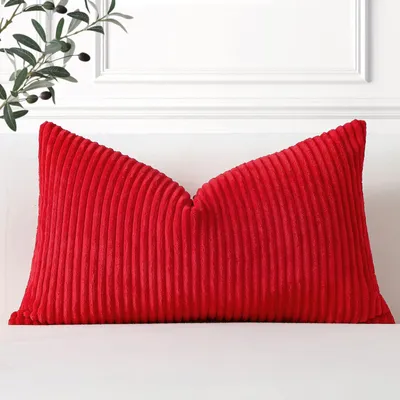 Productafbeelding van Kussenhoes van corduroy, decoratief kussenhoes, sofa kussen, 30 x 50 cm, rood