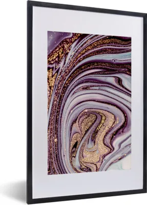 Produktbild von MuchoWow® Gerahmtes Poster Marmor - Rosa - Gold - Glitzer - Marmoroptik - Luxus 40x60 cm - Poster mit Schwarzem Bilderrahmen Wandposter Rahmen Foto Bilder - Poster in Rahmen