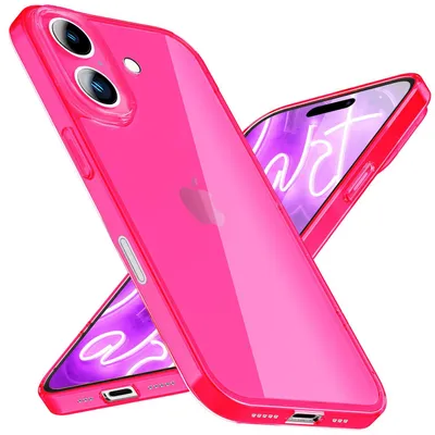 Zdjęcie produktu dla Etui silikonowe NALIA Neon do iPhone'a 16 Plus – jaskrawy, przyciągający wzrok kolor i osłona obiektywu – VIBE (przezroczyste etui) – marka z Berlina – różowe
