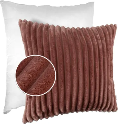 Produktbild von Dekokissen LILLI BIG CORD Velour mit Reißverschluss 60x60cm Einfarbig UNI Rosa Sofakissen pflegeleicht