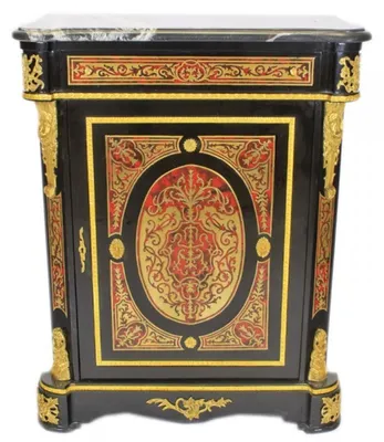 Image de Commode Casa Padrino de style baroque, finition noire, dorée et rouge, avec plateau en marbre, dimensions : 95 x 45 x hauteur 105 cm