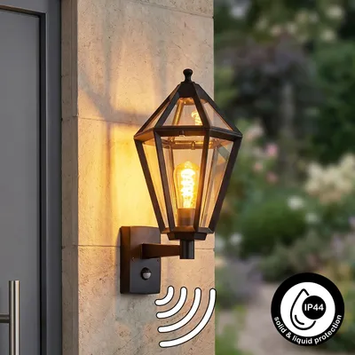 Produktbild von Mondavio Außenwandlampe mit Bewegungsmelder aus Metall/Glas in Schwarz/Klar