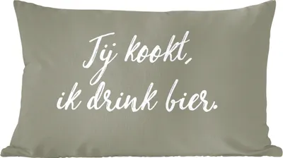 Produktbild von MuchoWow® Zierkissen Sofakissen Wohnzimmer Dekokissen 50x30 cm Zitate - Sprichwörter - Du kochst, ich trinke Bier - Bier - Wohnzimmerdekoration - Polster mit Photo