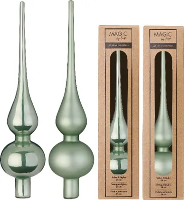 Produktbild von Christbaumspitze Glas 26cm 1 Stück matt / glänzend sort. - Mild Sage