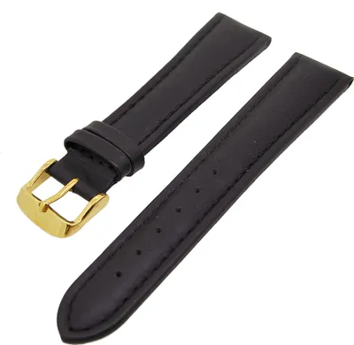 Produktbild von Uhrenarmband Kalbslederband Schwarz Ton in Ton 18mm seidenmatt Gold NEU