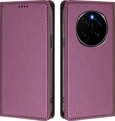 Produktbild von Handyhülle für Honor Magic7 Pro, Kunstleder Klapphülle Stoßfeste Magnetische Hülle mit Ständer Lila