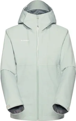 Hardshelljacke "Treeline HS Hooded Jacket" von Mammut in hellgrün; mit Kapuze und langen Ärmeln.