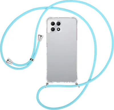 Produktbild von Handykette Backcover-Schutzhülle mit Band (Metall silberfarben) für T-Mobile REVVL 7 5G / T Phone 2 5G - himmelblau