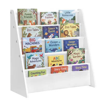 Produktbild von SONGMICS Kinderregal Bücherregal mit 4 Ebenen Sicher und Stabil für Kinderzimmer 62,4 x 25 x 60 cm Weiß