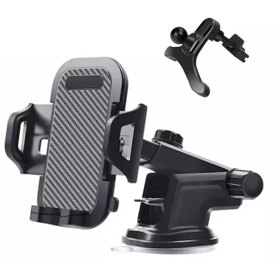 Produktbild von 3-in-1 Auto Handyhalterung | Saugnapf & Lüftung Montage | Universal Smartphone Halter für Cockpit, Scheibe & Lüftungsgitter | Stabil & Flexibel | Schw