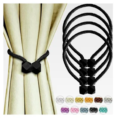 Produktbild von Schwarze magnetische Vorhangraffhalter 4 Stück Gardinenhalter für Vorhänge und Drapierungen