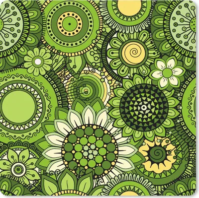 Produktbild von MuchoWow® Mauspad Mousepad Blumen - Grün - Muster 20x20 cm - Mousepads - Maus Mat - Pad - Mausunterlage - Desk Mat - Bureauartikeln