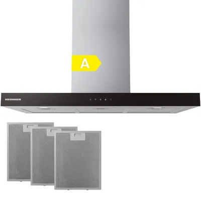 Produktbild von Heinner HDCH-MD90TIX Wand-Dunstabzugshaube 90 cm, 800 m³/h, 4 Stufen, Touch-Bedienung, Schwarz