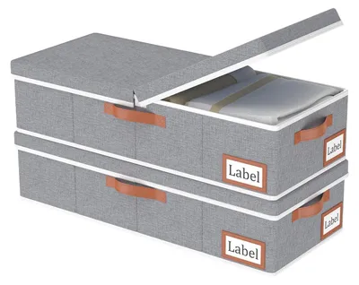 Image de Jeu de 2 boîtes de rangement pour lit, avec couvercle, idéales pour les vêtements et les couvertures