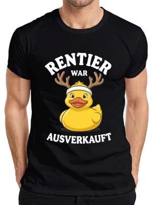 Produktbild von Rentier war t Weihnachten Gummiente Geschenk lustig Herren T-Shirt, Schwarz, S