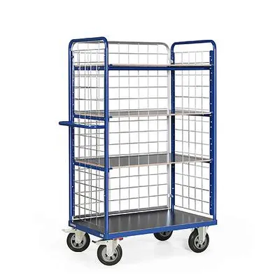 Produktbild von Protaurus Etagenwagen F600 mit 4 Ladeflächen und 3 Gitterwänden 1800mm hoch 1000x600mm