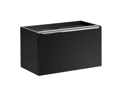 Zdjęcie produktu dla Szafka Łazienkowa Pod Umywalkę Czarna Matowa 80 Cm 2 Szuflady