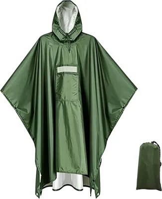 Produktbild von Regenponcho 230 g, wasserdicht, mit Kapuze, reflektierende Streifen, für Camping