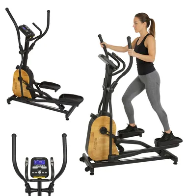 Imagen del producto de Máquina de entrenamiento elíptica con 16 niveles de resistencia magnética, 12 programas y una distancia entre pasos de 485 mm. Ideal para uso doméstico