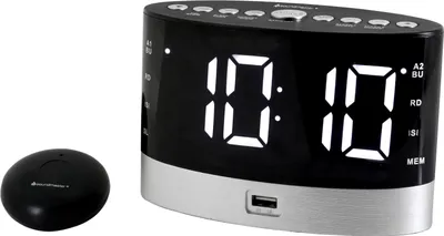 Obrázok produktu pre Soundmaster UR580SW, Digitálny budík, Čierna, Strieborná, FM, PLL, LED, Striedavé napájanie / batéria, AAA/LR03