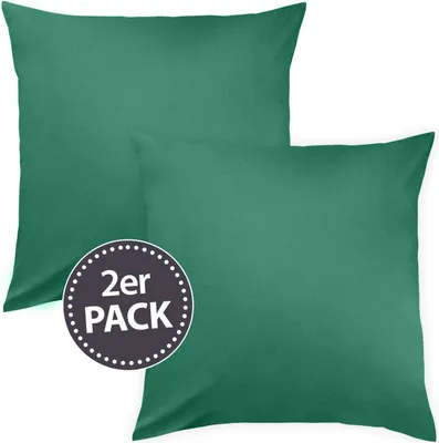 Produktbild von Traumschlaf Uni Mako-Satin Kissenbezüge Doppelpack 2x Nackenrollenbezug 15x40 cm dunkelgrün
