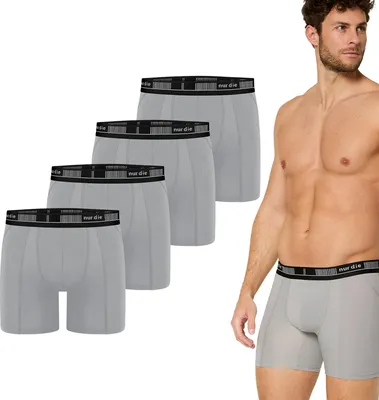 Produktbild von NUR DIE Herren Langer Boxer 4-Pack Long Boxer Baumwolle Active - grau - Größe XL