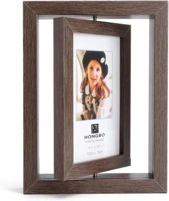 Obrázok produktu pre Drevený fotorámik 10x15 cm, otočný o 360 stupňov, pre 2 fotky, do kancelárie