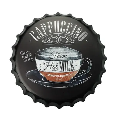 Produktbild von Flaschendeckel Cappuccino Coffee - Vintage Bierdeckel - Kronkorken Bierdeckel - Bierdeckel Dekoration - Mancave Bierdeckel -