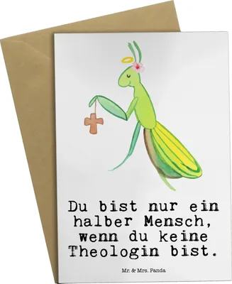 Produktbild von Mr. & Mrs. Panda Grußkarte Theologin Herz - Weiß - Geschenk, osterkarte, Grußkarten, einladungskarten, weihnachtskarten, hochzeitskarten