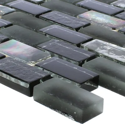 Produktbild von Mosaikfliesen Gondomar Glas Muschel Mix Schwarz