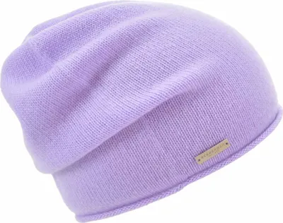 Seeberger Strickmütze-Beanie aus 100% Kaschmir mit Rollrand in lila