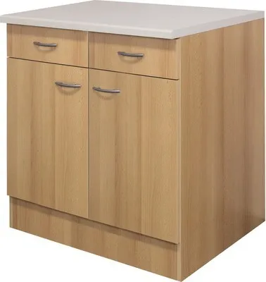 Produktbild von Flex Well Unterschrank mit Schublade und Drehtür Nano BxTxH 80 x 60 x 85 cm buche matt zerlegt Anschlag links rechts 000