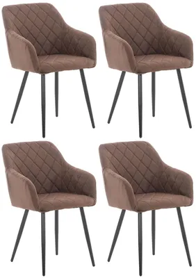 Produktbild von CLP 4er Set Esszimmerstuhl Shila Gesteppt braun Material Stoff