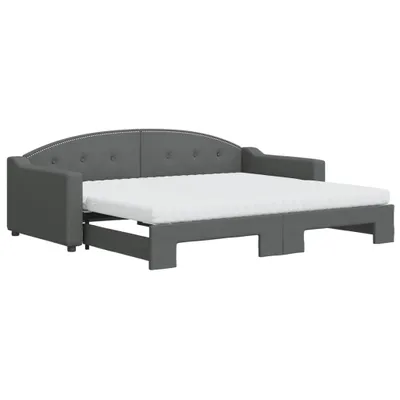 Image de vidaXL Lit de jour extensible avec matelas gris foncé 90x200 cm Tissu
