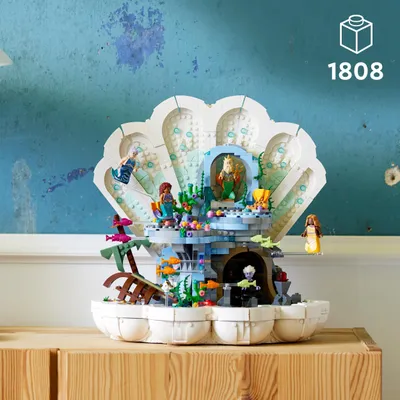 Zdjęcie produktu dla LEGO Disney Princess Disney Królewska muszla Małej Syrenki, 2023 Zestaw z filmu Mała syrenka; figurki Ariel, Urszuli, Sebastiana i Florka, pomysł na prezent dla kobiet, mężczyzn,  43225