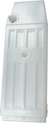A white plastic water tank for a dryer.