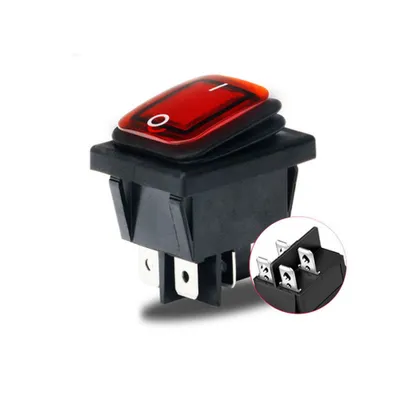 Produktbild von Orbit Wippschalter ON/OFF 4-polig 30 x 22 mm - 16 A, 250 V - Rot