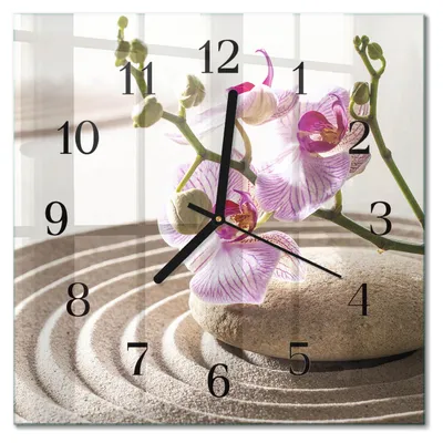 Produktbild von Tulup Glasuhr Wanduhr Küchenuhr Echt-Glas 30x30 cm Modern Dekorativ Geräuschlos Schwarzen Zeigern - Sandorchidee