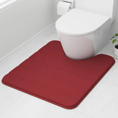 Image de Tapis de salle de bain en mousse à mémoire de forme, 50 x 60 cm, rouge – Tapis de salle de bain ultra-doux, antidérapant et ultra-absorbant