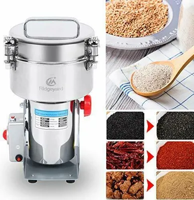 Image de moulin à grains 4000W - broyeur à plateaux - acier inoxydable à haute efficacité, protection contre les surcharges, pour grains, noix, matériaux médicaux épices