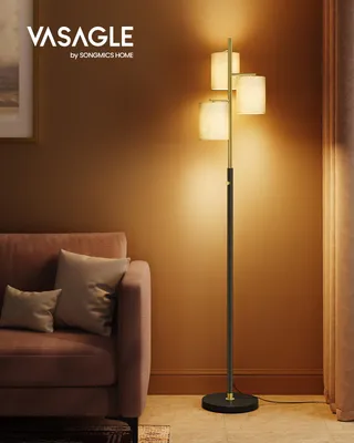 Obrázek produktu pro Stojací lampa VASAGLE, stojací lampa, stojací lampa se 3 žárovkami, nastavitelný jas, moderní, látkové stínítko