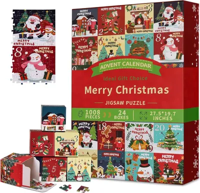 Image de Calendrier de l'Avent puzzle 1008 pièces cadeau de Noël 24 boîtes