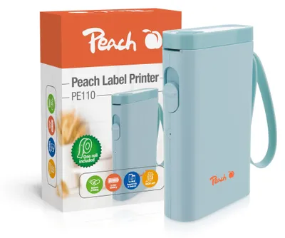 Produktbild von Peach Etikettendrucker blau, Etikettiergerät kabellos Label Printer PE110A