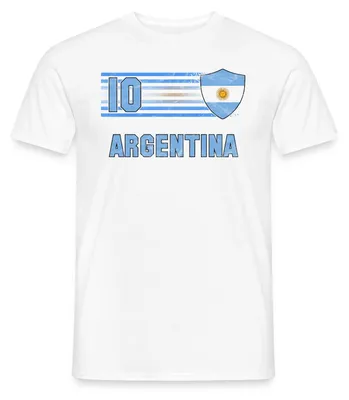 Produktbild von Spreadshirt Argentinien Flagge | Argentinien Wappen Männer T-Shirt, XL, Weiß