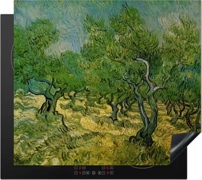 Produktbild von KitchenYeah© Herdabdeckplatte Olivenhain - Vincent van Gogh , 59x51cm, Küche Deko, Glaskeramikkochfeld Herdabdeckung, Abdeckplatte fùr Kochfeld