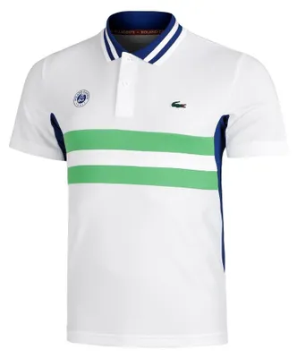 Image de Polo homme LACOSTE, modèle DH7834 00, couleur blanc/vert/bleu, taille 3