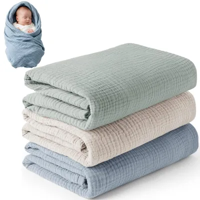 Produktbild von 3er-Set Babydecken, 6-lagiger Musselin, Baumwolle, 100 x 100 cm