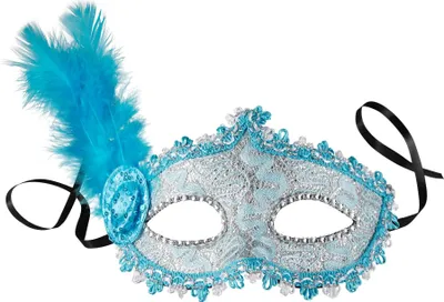Produktbild von Venezianische Maske mit seitlicher Feder - blau
