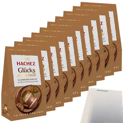 Produktbild von Hachez Schokolade Glücksmomente Nougat VPE (10x112g Packung) + usy Block